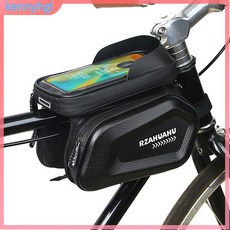 RZAHUAHU 自行車手機支架置物袋，觸控螢幕，大容量防水車前袋, 黑色, 1個