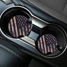 4팩 자동차 홀더 네오프렌 여성용 7CM 레오파드 75인치 컵받침 패드 홀더용 프린트, 국기 프린트