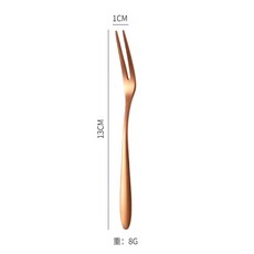 스테인레스 스틸 과일 포크 13cm 2 가지 스낵 케이크 디저트 포크 식기 레스토랑 카페테리아 홈 파티 주방 과일 포크, 빨간색, 1개