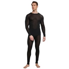 Viamulion 남성용 퓨어 멀베리 실크 니트 보온 속옷 상의(상의만 해당) 회색. 스몰_154743, 블랙