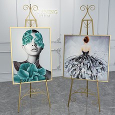 철제 유럽풍 스탠드 그림 사진 이젤 포스터 거치대 랙, 블랙(프레임 제외)