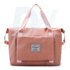 加厚摺疊擴充旅包 紫色行李袋 牛津布行李袋 健身包, 高品質-可折疊擴充款-甜蜜粉, 1個