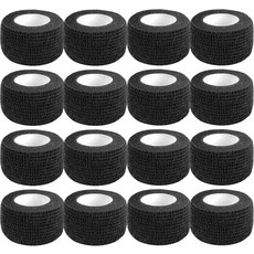 자가 접착 붕대 랩 1인치 5야드 16팩 블랙 탄력 응집 응급 처치 용품용 수의사 타투 스포츠 테이프 벌크, 1 Inch Vet Wrap