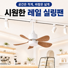 [바이나나] 레일실링팬 매장용 팬조명 시원한 천장형 트랙조명 실링팬, 42cm 화이트 (리모콘), 기본 색상