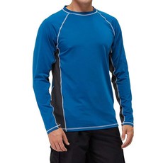 남성용 긴소매 래쉬가드 수영 셔츠 UPF 50+ 자외선 차단 SPF UV 티셔츠 낚시 하이킹 러닝 서핑용 피콕 블루 XL