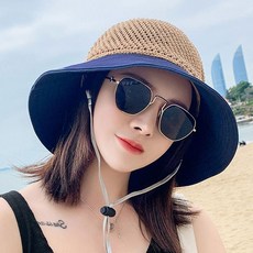 캐주얼 여성 여름 바다 여행 리본 코튼 밀짚모자 썬캡