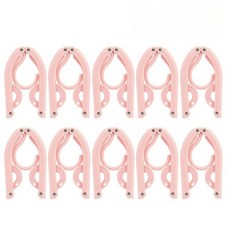 10 휴대용 접이식 여행용 옷걸이 세트 여행 및 을 위한 공간 절약형 다용도, 10 PCS of Pink