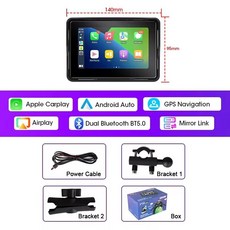 오토바이 네비게이션 Srnubi HD DVR 내비게이션 GPS 무선 카플레이 안드로이드 자동 에어플레이 디스플레이 화면 휴대용 모토 모니터 7 인치 2K, 2)5 inch M1