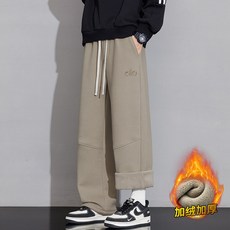 德絨雙面絨重磅防風衛褲 男秋冬加絨加厚運動褲 寬鬆大碼休閒褲, 無規格, 卡其