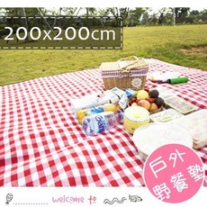 台灣尚勇 野餐墊 防潮墊 地墊 戶外 便攜 加厚野餐墊 防潮墊 防水 防潮 200x200【3I050G115】, 紅白格-200200