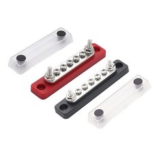 Gloaso 100A 12V 버스 바 구리 배전 블록 0.5cm3/16인치 포스트 4개 + #8/32 나사 터미널 배터리 버스 바 5개 RV 보트 태양열 요트 자동차 트럭용, 4 Posts + 5 Screws, 블랙과 레드