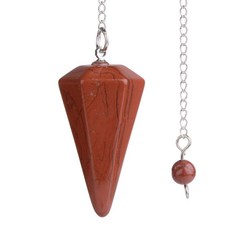 천연 로즈 쿼츠 크리스탈 원석 육각형 포인트 레이키 차크라 펜던트 펜듈럼, 레드 재스퍼