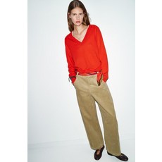 ZARA 자라 울 브이넥 스웨터 - 레드 코랄[2142023649]