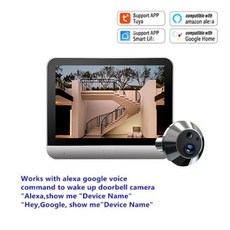 현관 비디오 인터폰 초인종 카메라 스마트 도어벨 2025 미니 틈 구멍 Tuya 130 광각 3MP 무선 핫 뷰어 도어, Alexa Camera