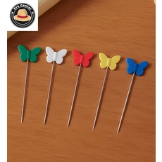 프랑키 상점 미싱공방 납작 나비 시침핀 100개 옷수선 보관통포함 패브릭공예