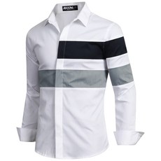 제이붐 남성용 스판 히든버튼 긴팔 블록셔츠 ST50