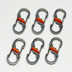 파크라이프 마이크로락 스텐 고강도 양방향 초미니 카라비너 도난방지 잠금장치 실버 6P, 6개, 실버 6개