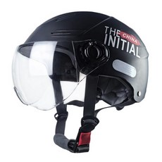 초대형 반모 헬멧 전동킥보드 안전모 빅사이즈 여름용 통풍 경량 헬멧, 1개, 업그레이드블랙-투명반사경80대두