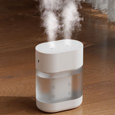 루멘 대용량 듀얼 저소음 초음파 무드등 탁상용 USB 미니 가습기 1000ml, 화이트