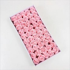 情人節禮物首選：桃園熱銷三層仿真香皂玫瑰花束，浪漫香氛，持久保存, 1個, 淺粉玫瑰一盒50朵 送花桿, 淺粉玫瑰一盒50朵 送花桿