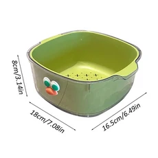주방 Colanders 그릇 세트 2 층 배수 바구니 음식 분지 싱크 야채 드레이너 과일 세면대, 01 China Mainland, 02 green