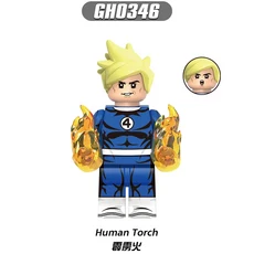 4.5cm 봉지 포장된 판타스틱 4 빌딩 블록 미니피규어 장난감 선물 장식 컬렉션 남아 여아용, 08 Human Torch