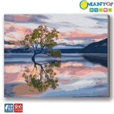MANTO!數字油畫 大尺寸50x65cm 釘好內框 櫻花富士山風景 居家裝飾 療癒繪畫, 紐西蘭．瓦納卡湖, 1套