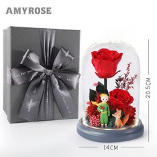 AMYROSE 永生花玻璃罩 小狐狸王子玫瑰, 小狐狸王子玫瑰花❤心中有你(花叢版), 小狐狸王子玫瑰花❤心中有你(花叢版)