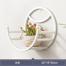 臺出 墻上壁掛花架靠墻陽臺鐵藝免打孔綠蘿多肉花盆植物花架子, 1個, 30-18-30白色