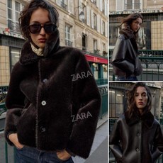 자라 리버서블 인조 가죽 양면 라펠 재킷 zara 2025