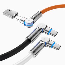 펀링크 C to C타입 180도 회전형 초고속 충전 케이블 PD60W USB-A젠더 포함, 1개, 블랙, 0.5m