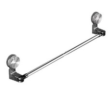 免打孔吸盤伸縮毛巾架，浴室多功能置物架，毛巾桿，毛巾架，浴室拖鞋架, 1個, 透灰色, 透灰色