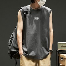 男背心夏季薄款運動健身籃球坎肩砍袖寬肩男裝上衣無袖t恤男12