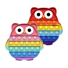 JoyBaby 滅鼠先鋒 彩虹泡泡板 紓壓玩具 耐熱矽膠 可當杯墊 益智遊戲, 貓頭鷹-F, 1個
