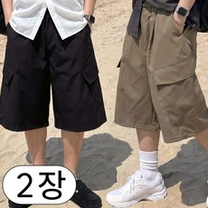 올멋 [1+1] 2장가격 크로스 라인 뉴테크 쿨링 버뮤다 카고 반바지 팬츠