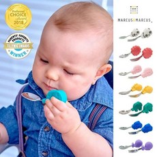 Marcus&Marcus 動物樂園寶寶手握訓練叉匙 (6色任選) 學習餐具 台灣代理公司貨 檢驗合格, 1個, 長頸鹿(黃), 黃, Spoon & Fork Set