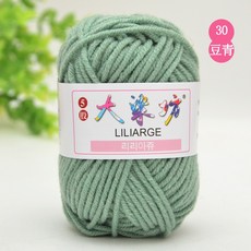 大樂坊 LILIARGE 5股牛奶棉線 鉤針毛線, 30豆青【升級款獨立包裝】, 1個