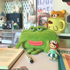 쬬린 재미있는콧구멍 개구리 학생필통, 1개, 그린