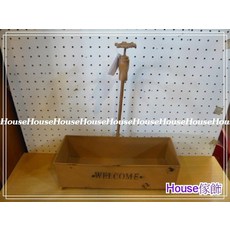 House傢飾 美式鄉村復古Loft工業風 仿舊鐵製水龍頭造型長方花器 咖色 限量款