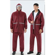 남녀공용 오토바이 방수 우의 상하의 set, 2.버건디(포켓X)