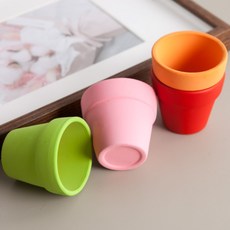 [3+1] 토분 토기 원형 화분 컬러 소 6x6cm (2개입) 4컬러 조화 전용 다육 인테리어 소품 원예 용품 가드닝, 레드, 2개