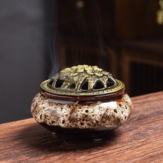 弘喧 陶瓷薰香爐 仿古 煙供爐, 1個, 8001,裂紋香爐粉紅