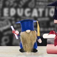 新款藍色紅色畢業學士帽無臉魯道夫公仔娃娃裝飾玩具, 1個, 衚子款