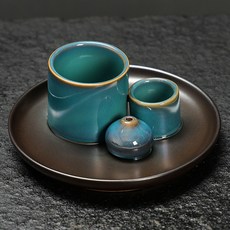 莫蘭迪窯變藍色燭臺鼠尾草聖木托盤北歐風格家居氛圍擺件裝飾, SMJ072