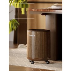 [빈티지 무드 완성] 빈티지 이동식 거실 휴지통 우드톤, 2. 중형 12L 뚜껑없음 바퀴있음
