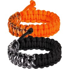 위즈콕 2개 핸드메이드 파라코드 팔찌 남녀용 땋은 생존 조절 가능 캠핑 파티 우정