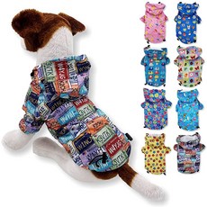 강아지 우비 후드 목줄 구멍 방수 우비 재킷 작은 애완 동물 고양이 강아지용 레인웨어 (L: 길이 - 40.6cm(16인치) 핑크 우산), 레트로 라이선스, XS: Chest - 12", Length - 10"