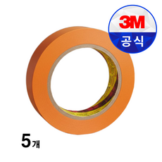 도장용품 마스킹테이프 303S 오렌지 24mm 40M 고접착, 5개