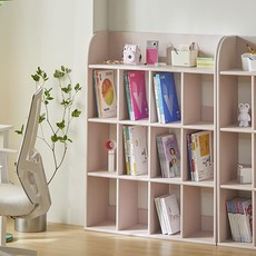 바이브 컬러 원목 책장 교구장, 3단, 인디핑크
