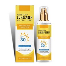 헤어 & 두피 자외선 차단제 SPF 30 | 컬러 트리트먼트 모발용 차단 스프레이 코코넛 오일이 함유된 논-그리스 쉴드 페이드 및 건조에 대한 광범위한 스펙트럼 UVA/UVB, 1개